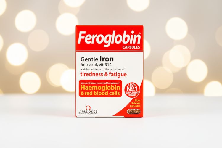 کپسول فروگلوبین روی سطح سفید برای نمایش جزئیات محصول